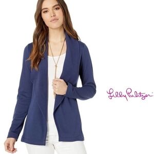 Lilly Pulitzer Women’s Galia Fleece Navy Wrap Cardigan Size Medium. $138 New.